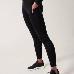 Athleta XSP NWT Black Altitude Polartec Stash Fleece Leggings